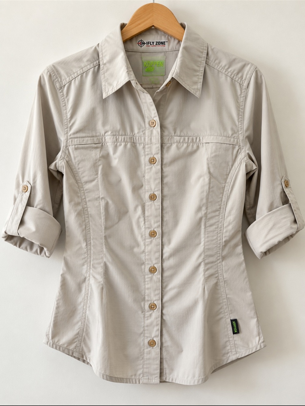 🌿 NWT KÖPPEN No Fly Zone Zuma Rocks Shirt in Stone, size S